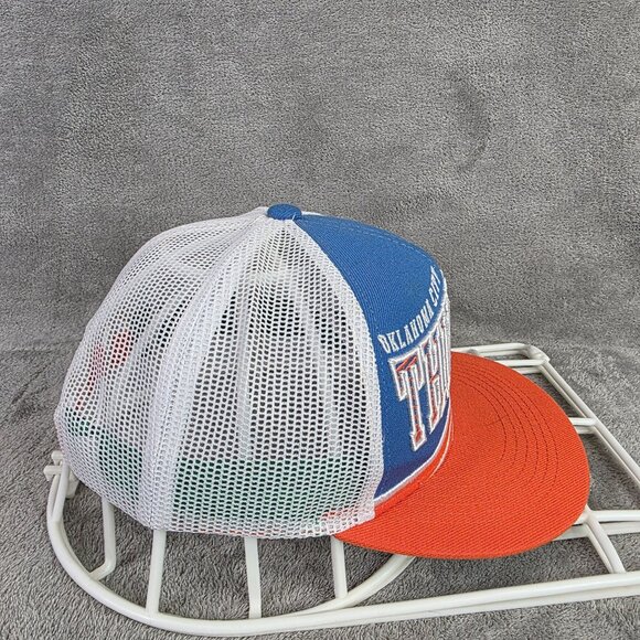 Oklahoma City Thunder Mesh Trucker Hat Snapback Cap Blue Orange Top Of The World - Picture 4 of 7